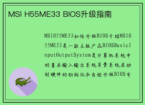 MSI H55ME33 BIOS升级指南